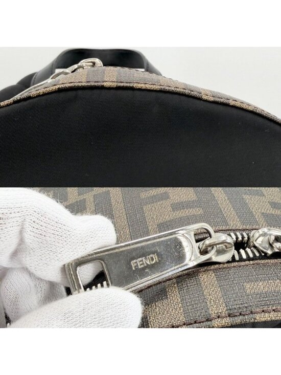 Fendi Zucca Backpack Nylon Leather Brown Black Silver main image 2